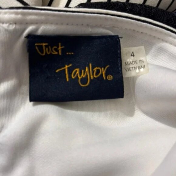 Just Taylor NWT Black and White Sleeveless A-Line Midi Dress Size 4 - Picture 4 of 5